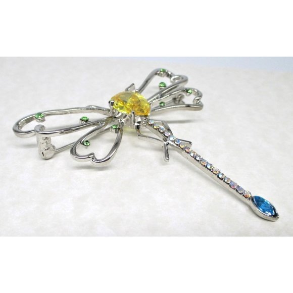 Dragonfly Silvertone Brooch Pin - Bug Insect Nature Jewelry Gift - Picture 3 of 8